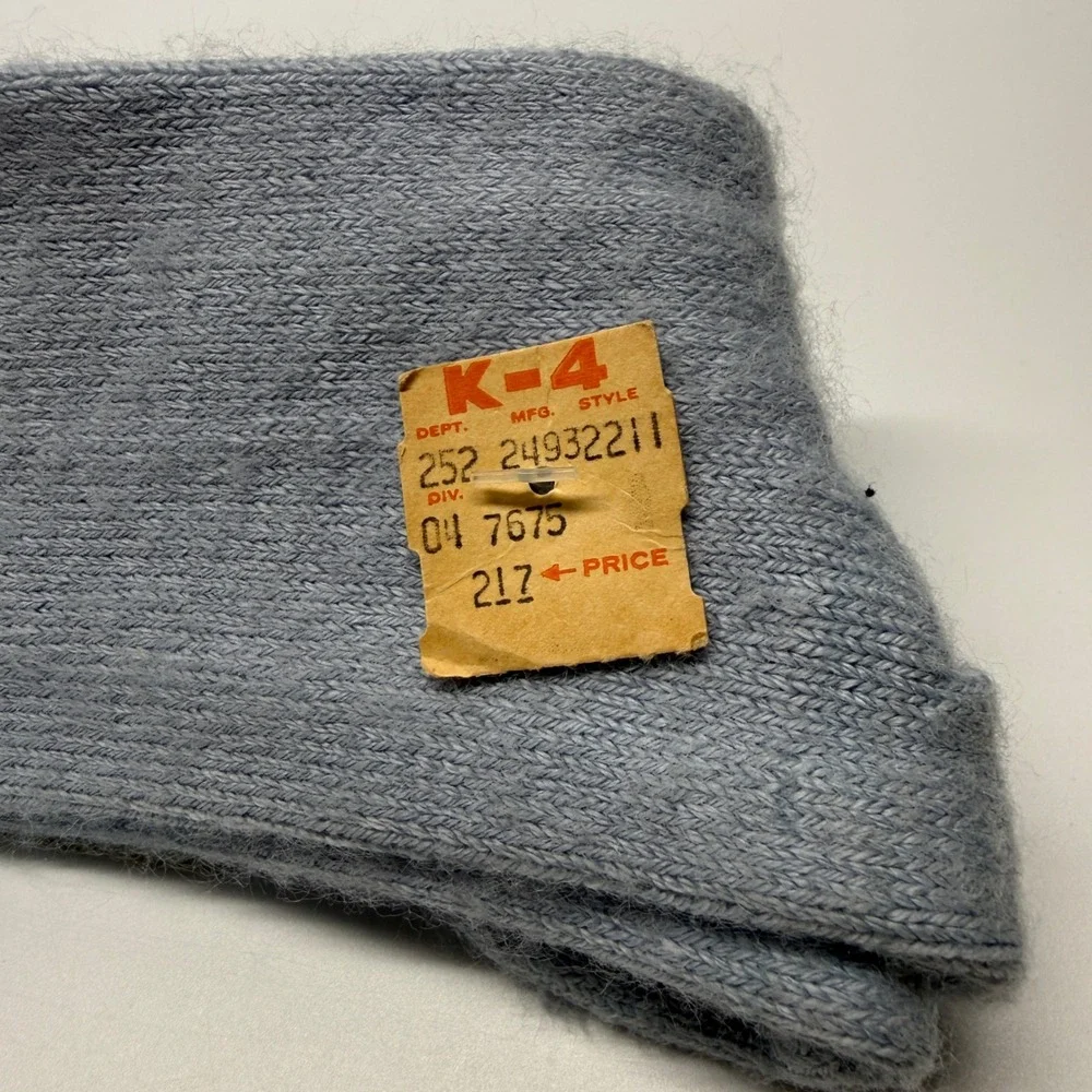 Vintage Silver Toe Orlon Crew Socks Mens 10-13 Dusk Blue USA Made 80s